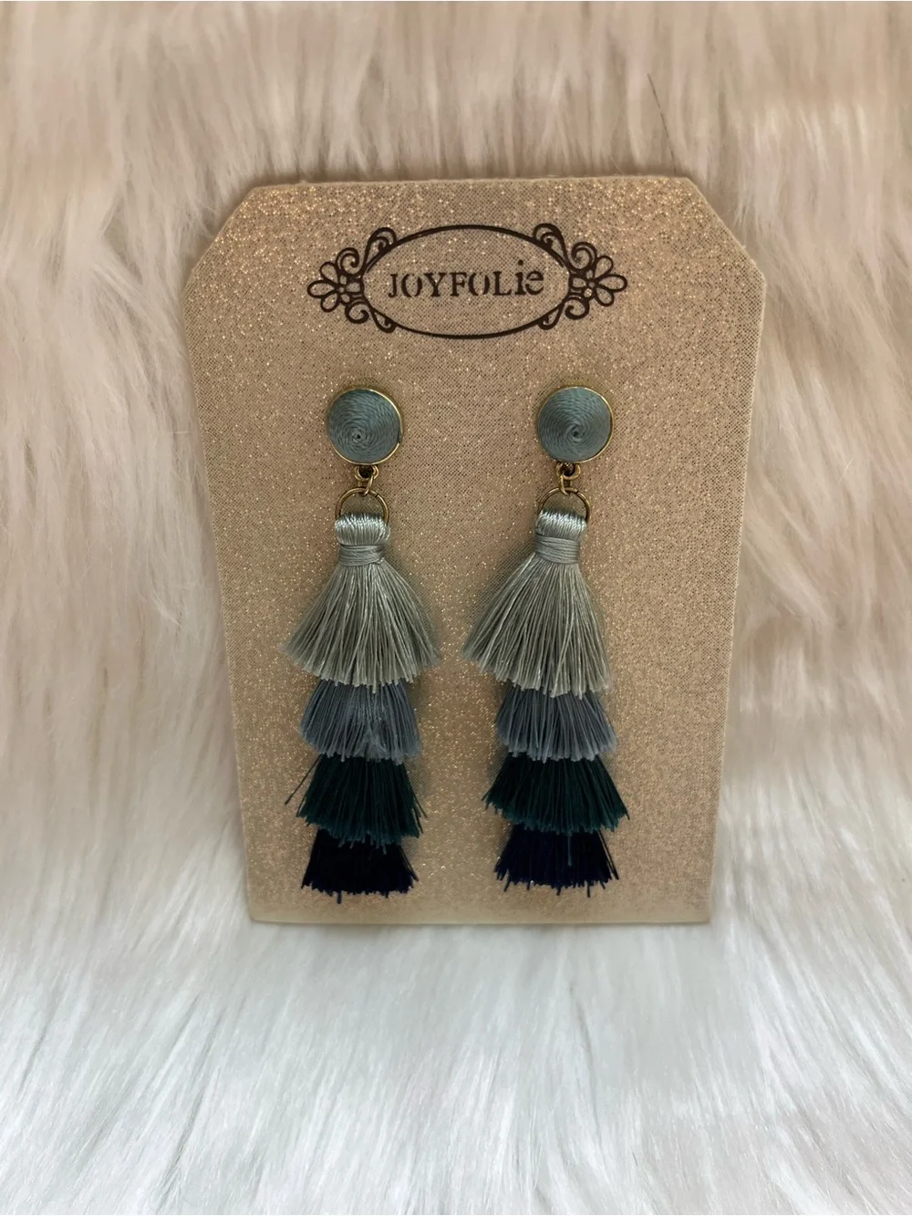 Joyfolie Cascade Earring Blue Ombré Tiered Tassel Dangle Earrings Boho